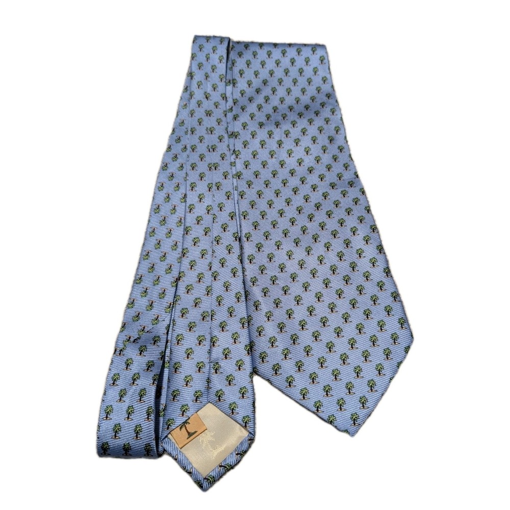 Tommy Bahama Men's Blue Geometric Coconut‎ Trees Neck Palm Tree